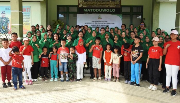 Meriahkan HUT ke-80 Persit KCK, Persit Cabang LXXI Kodim 1314/Gorut, Gelar Lomba Permainan Tradisional