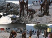 Brimob Polda Gorontalo lakukan Aksi Bersih-bersih Pantai Kurenai Penuhi Himbauan Presiden